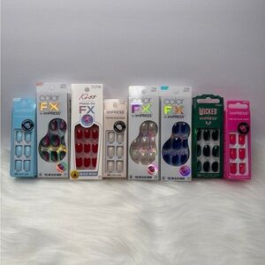 Kiss imPRESS/Press-On Nails Short Bundle Set of 8 NEW No Glue Needed